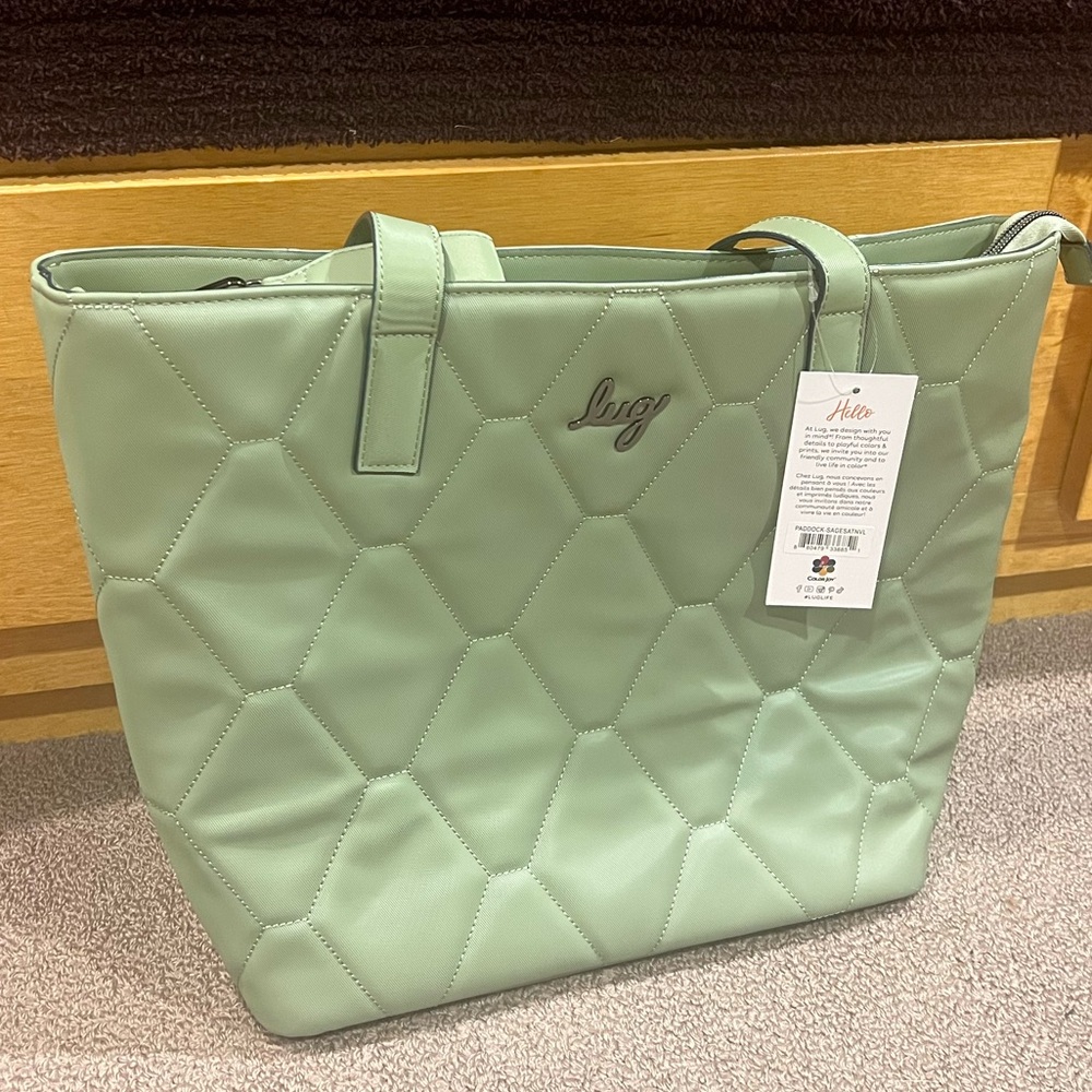 LUG Paddock Satin Luxe VL Tote - Sage NWT